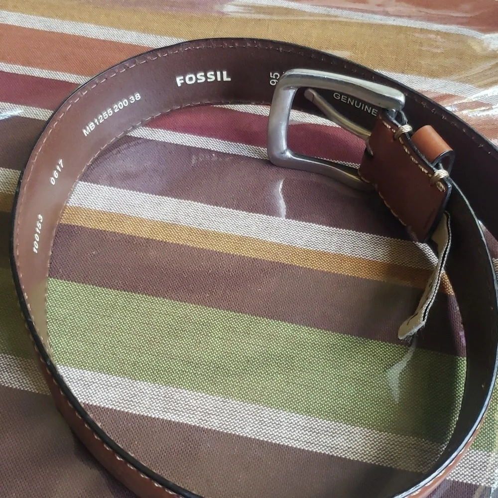 Fossil Brown Plain Leather Men's Belt Size 36